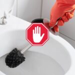 Scopino per il WC e segnale di divieto