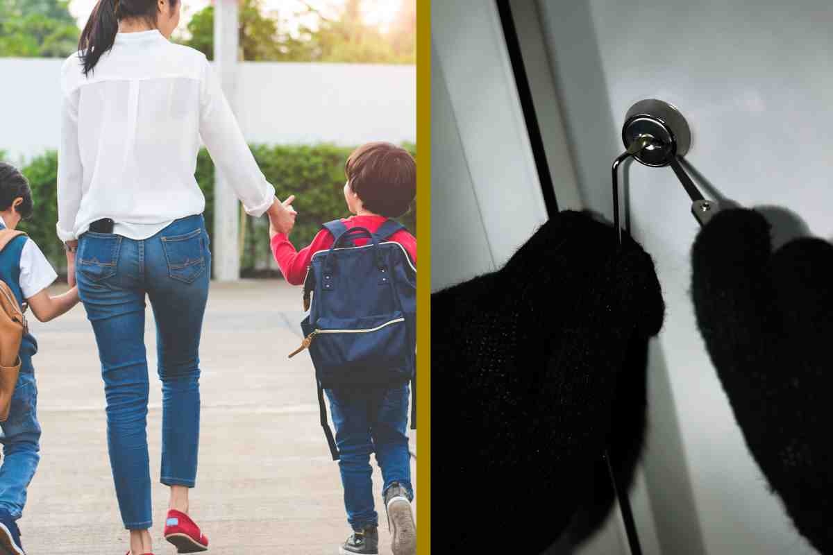 Mamma e figli e scassinatore