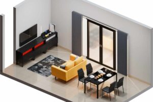 rendering di un progetto 3d di arredamento casa con programma gratis