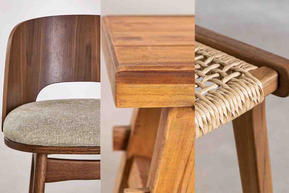 Tre modelli di sgabelli in legno Sklum