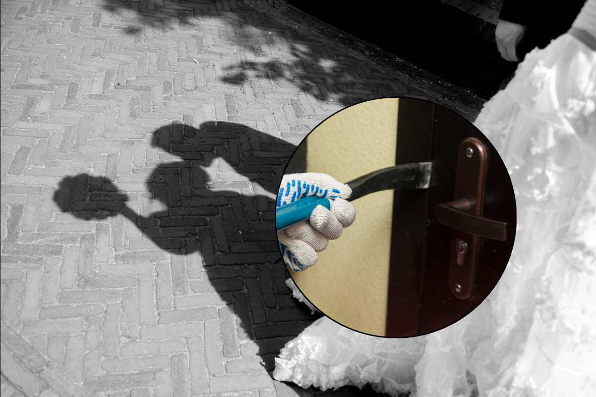 collage sposi e furto in corso
