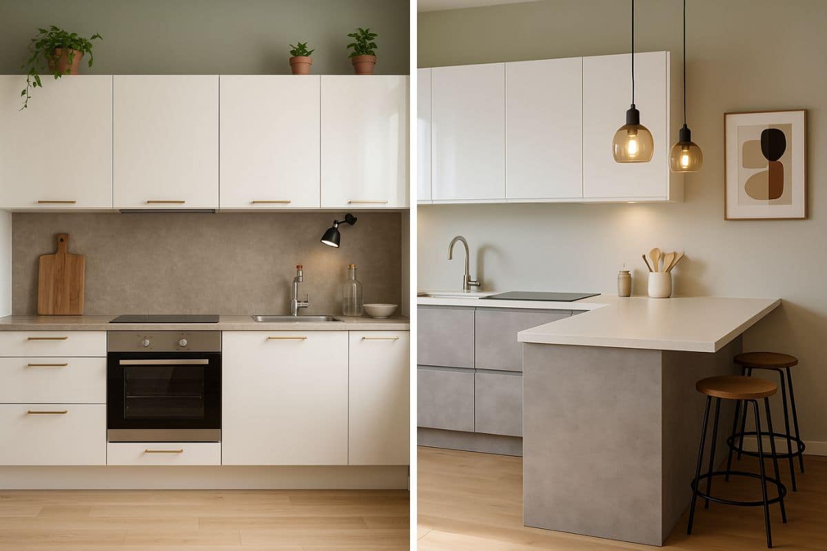 Cucina lucida con luci calde
