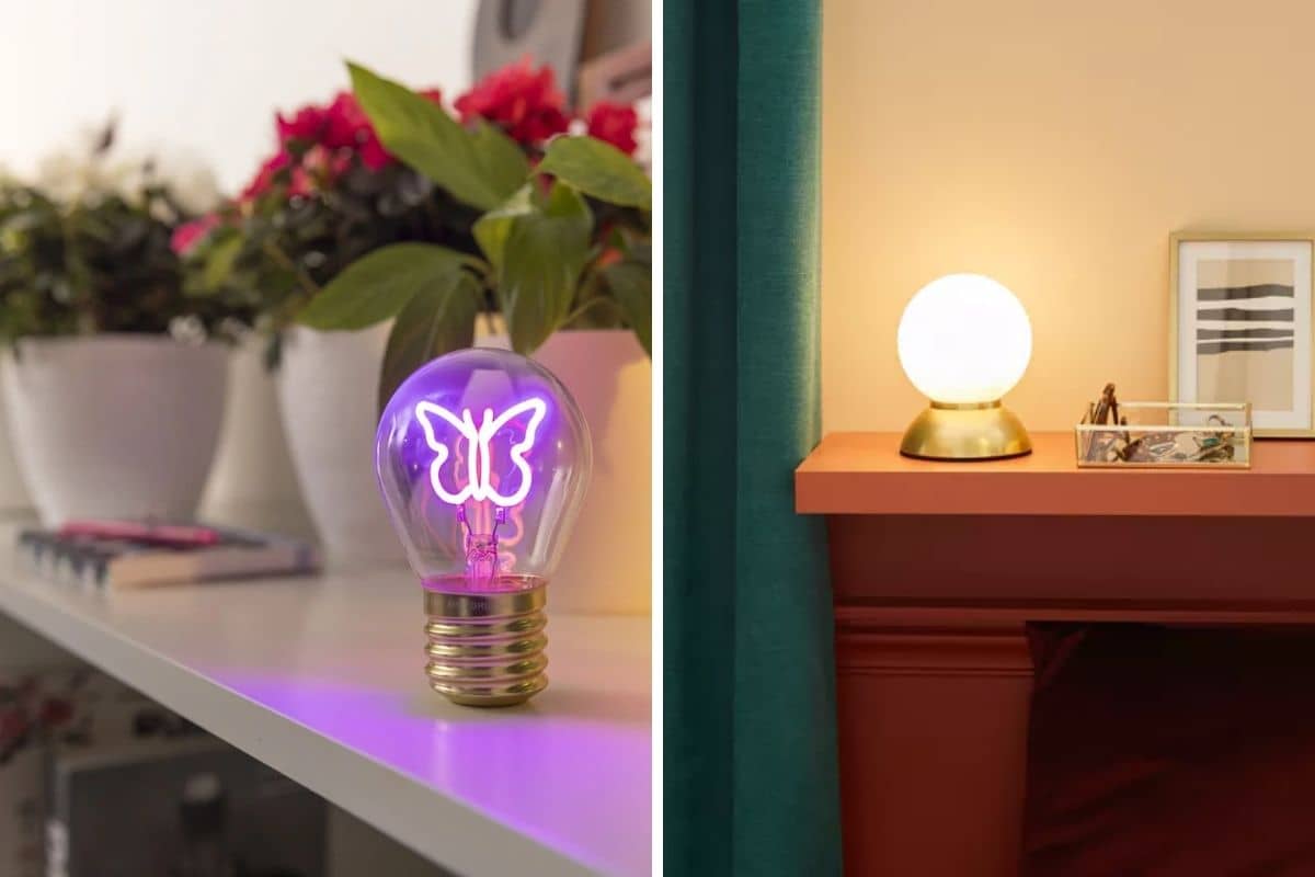 Lampada a forma di lampadina e lampada tonda