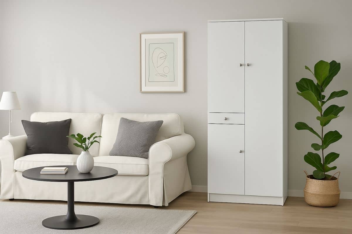 mobile bianco in salotto