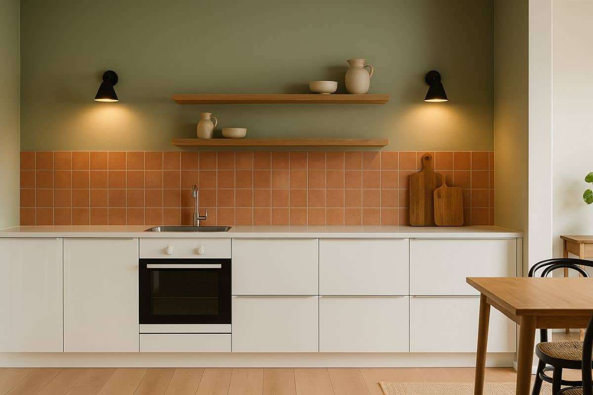 Cucina lucida con luci calde