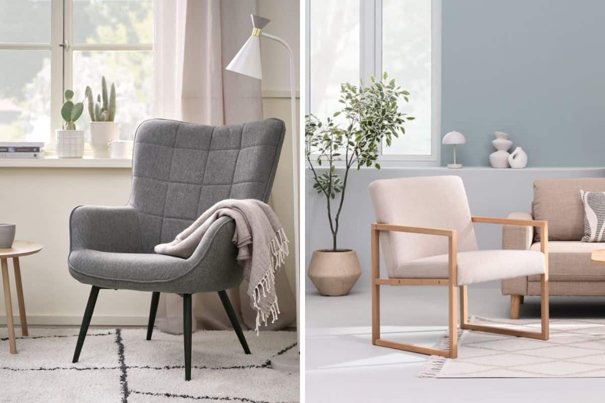 Poltroncina grigia e beige