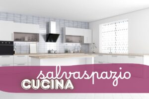 Cucina come sfondo e scritte in primo piano