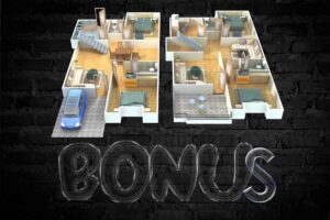 Planimetria casa e scritta bonus
