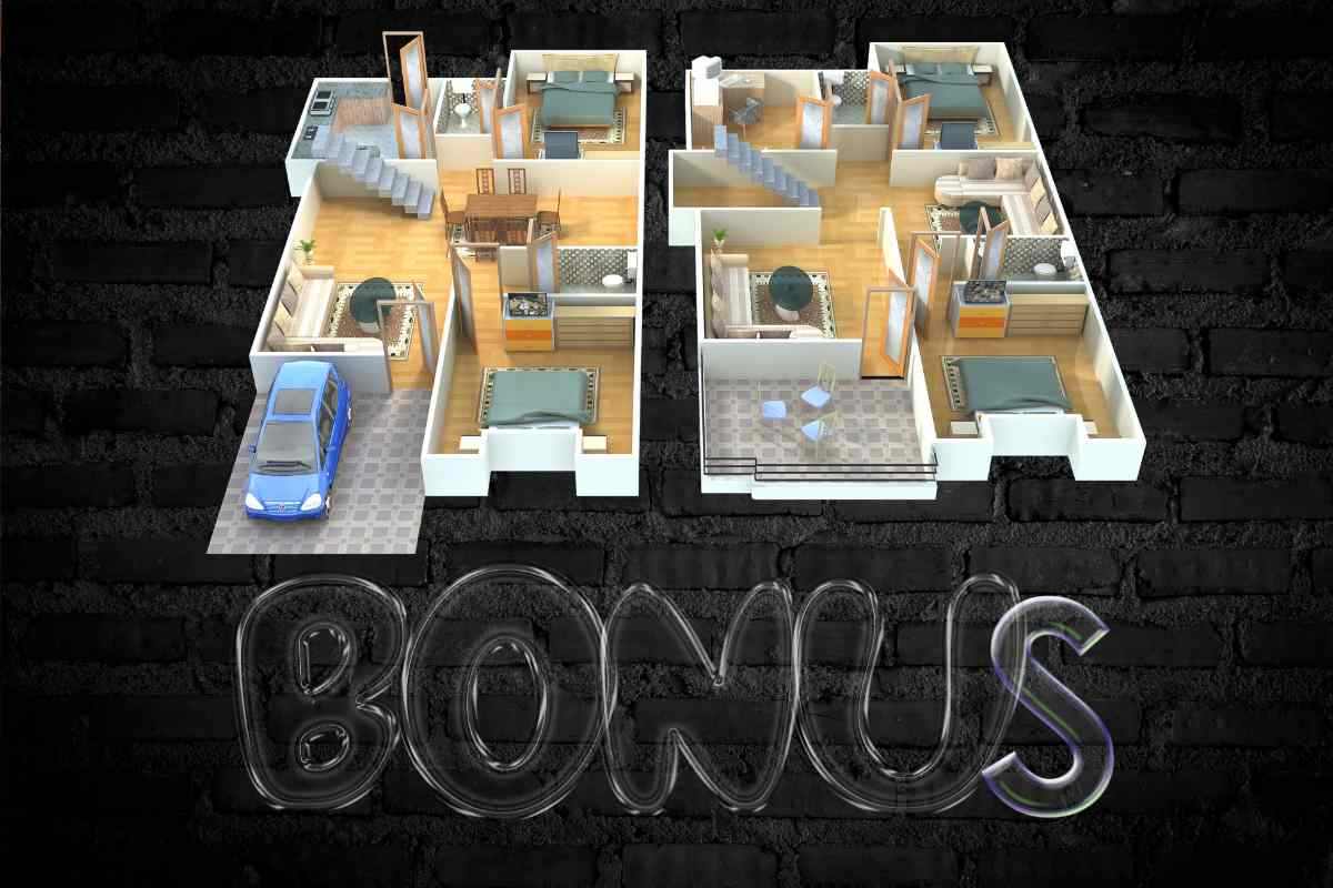 Planimetria casa e scritta bonus