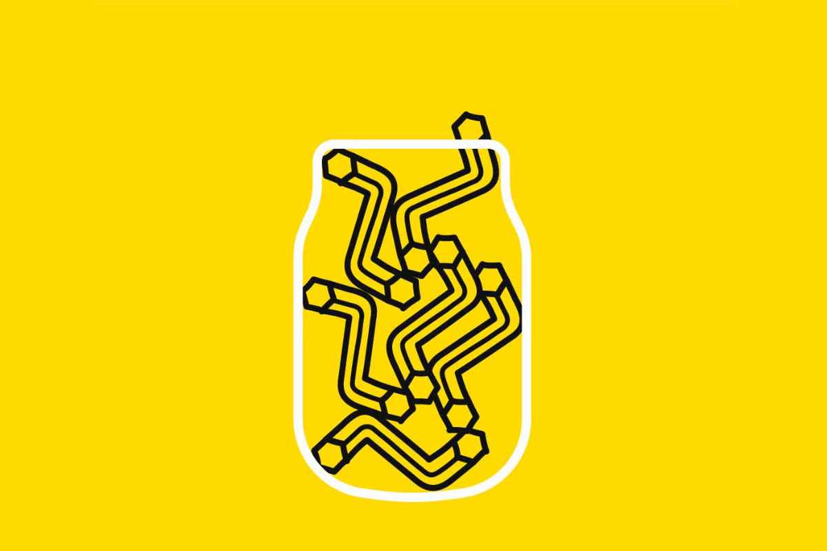 sfondo giallo e disegno di un vaso contenente le brugole Ikea