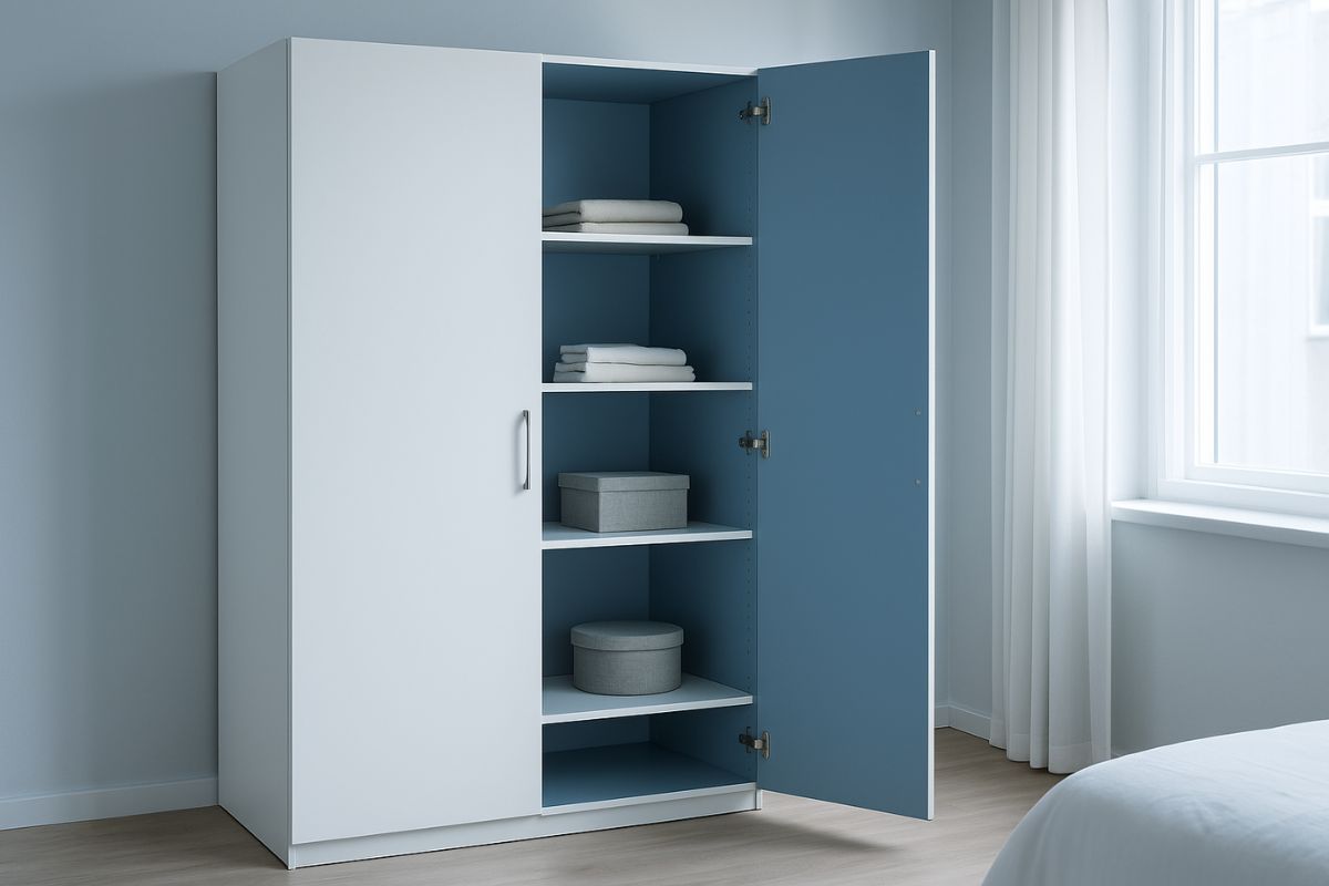 Armadio bianco con interno blu