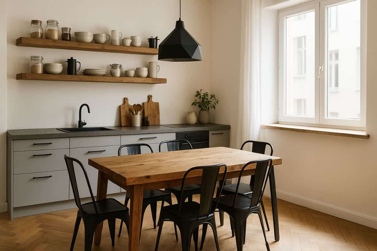 Cucina con arredamento rustico moderno