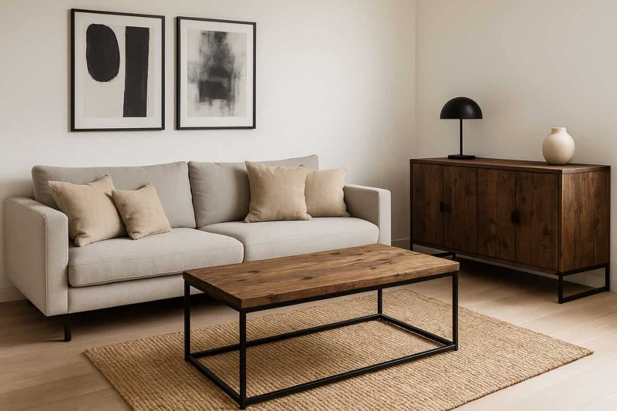 Salotto con arredamento rustico moderno