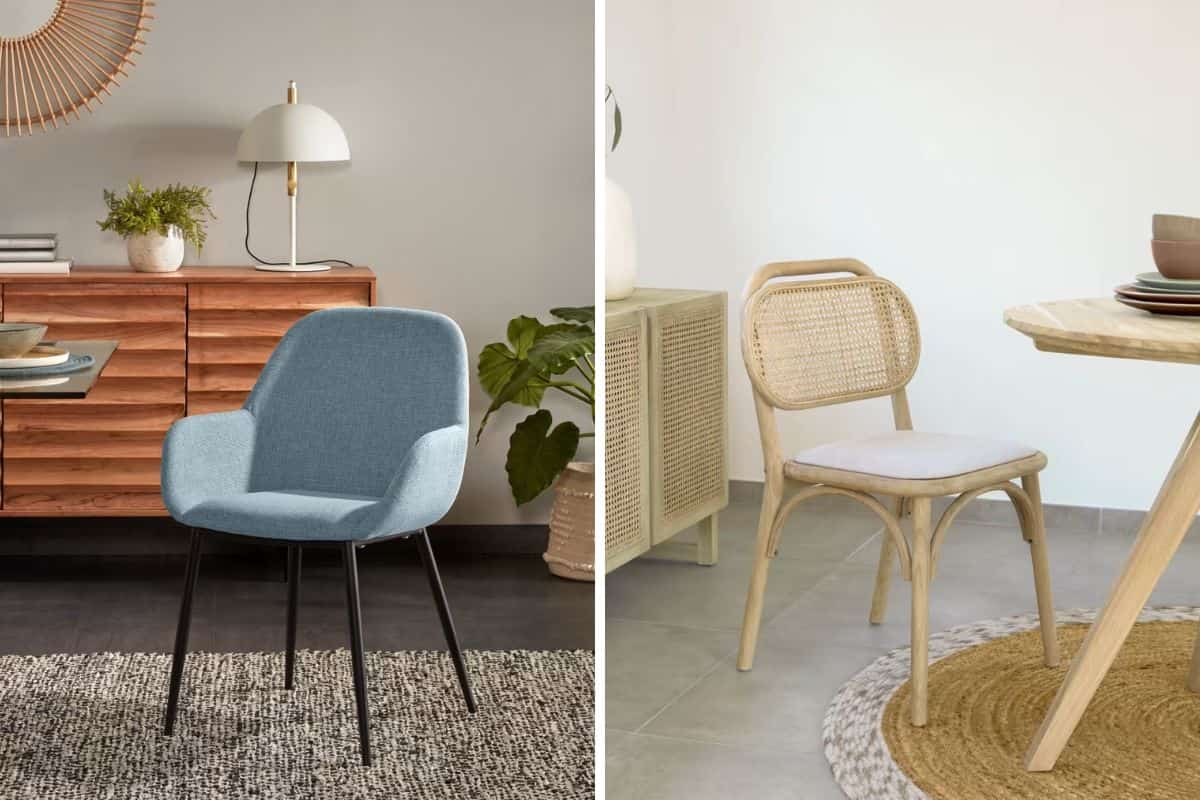 Sedia blu e sedia legno