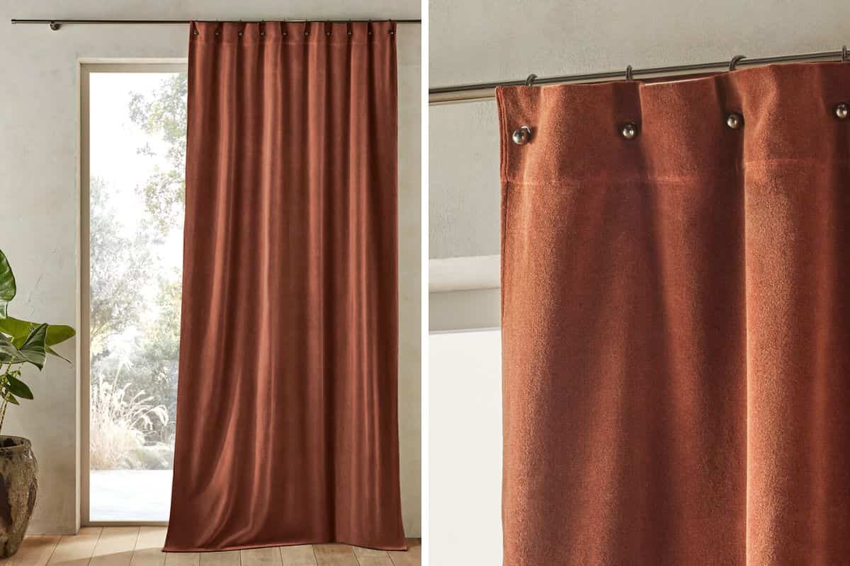 tenda velluto terracotta