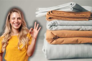 lenzuola nuove e donna che fa ok