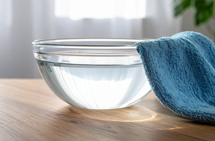 ciotola acqua con panno 