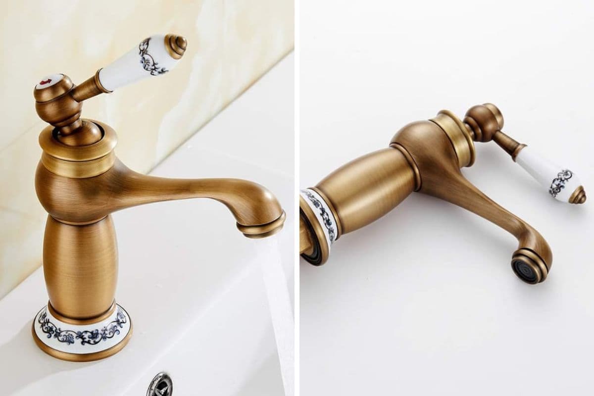 rubinetto in ottone e ceramica