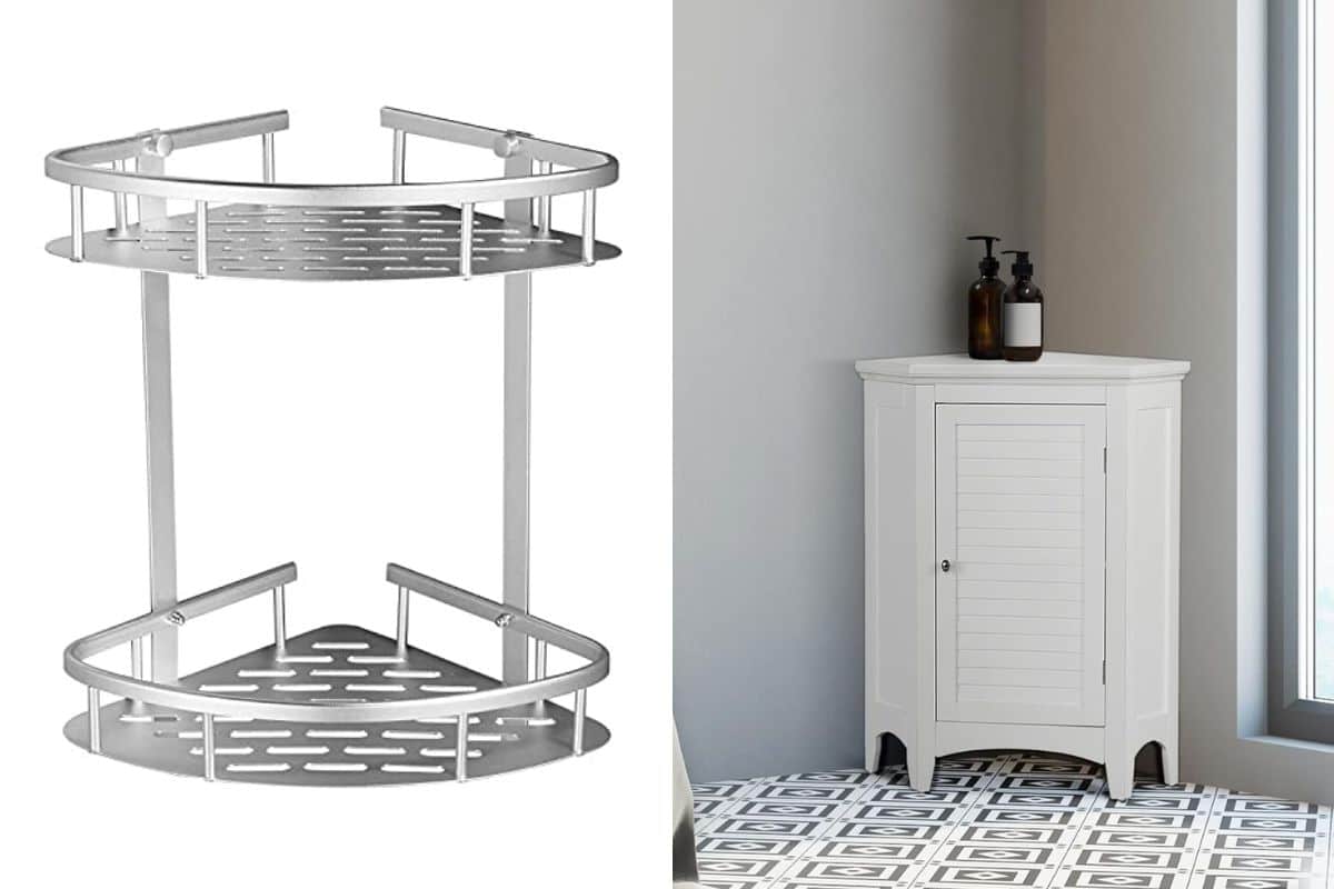 scaffali angolare per bagno