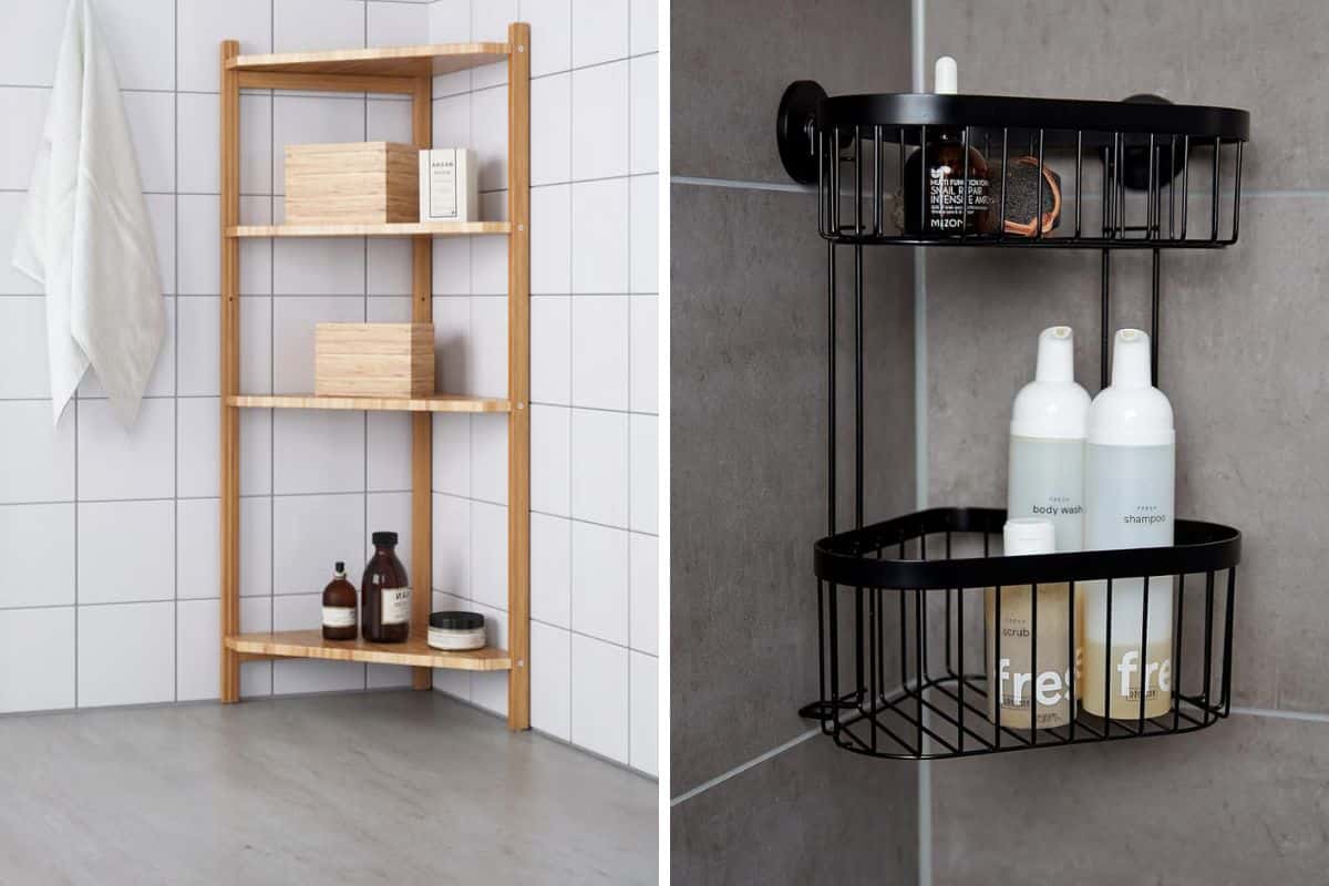 scaffali angolare per bagno