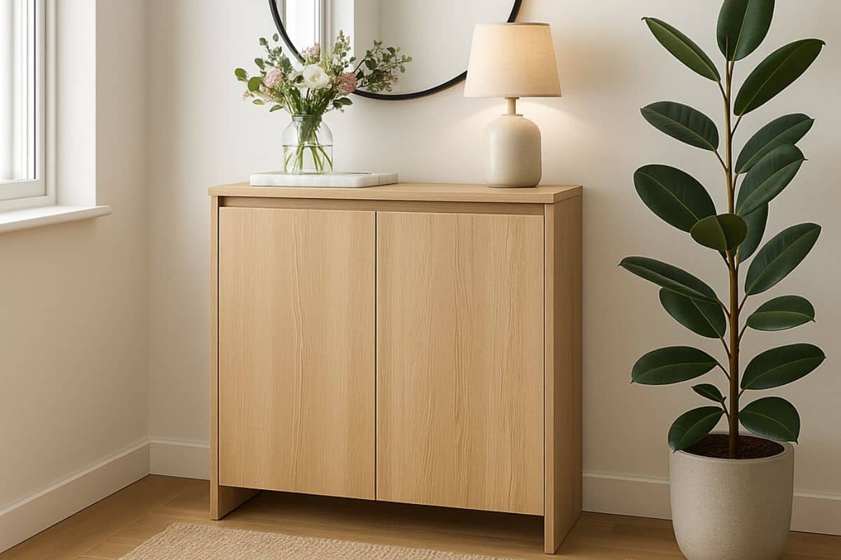 Scarpiera usata come consolle 