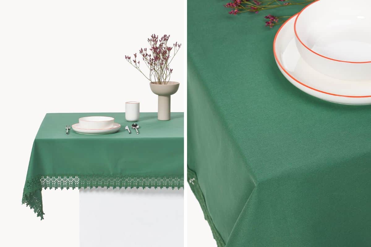 Tavolo con tovaglia verde