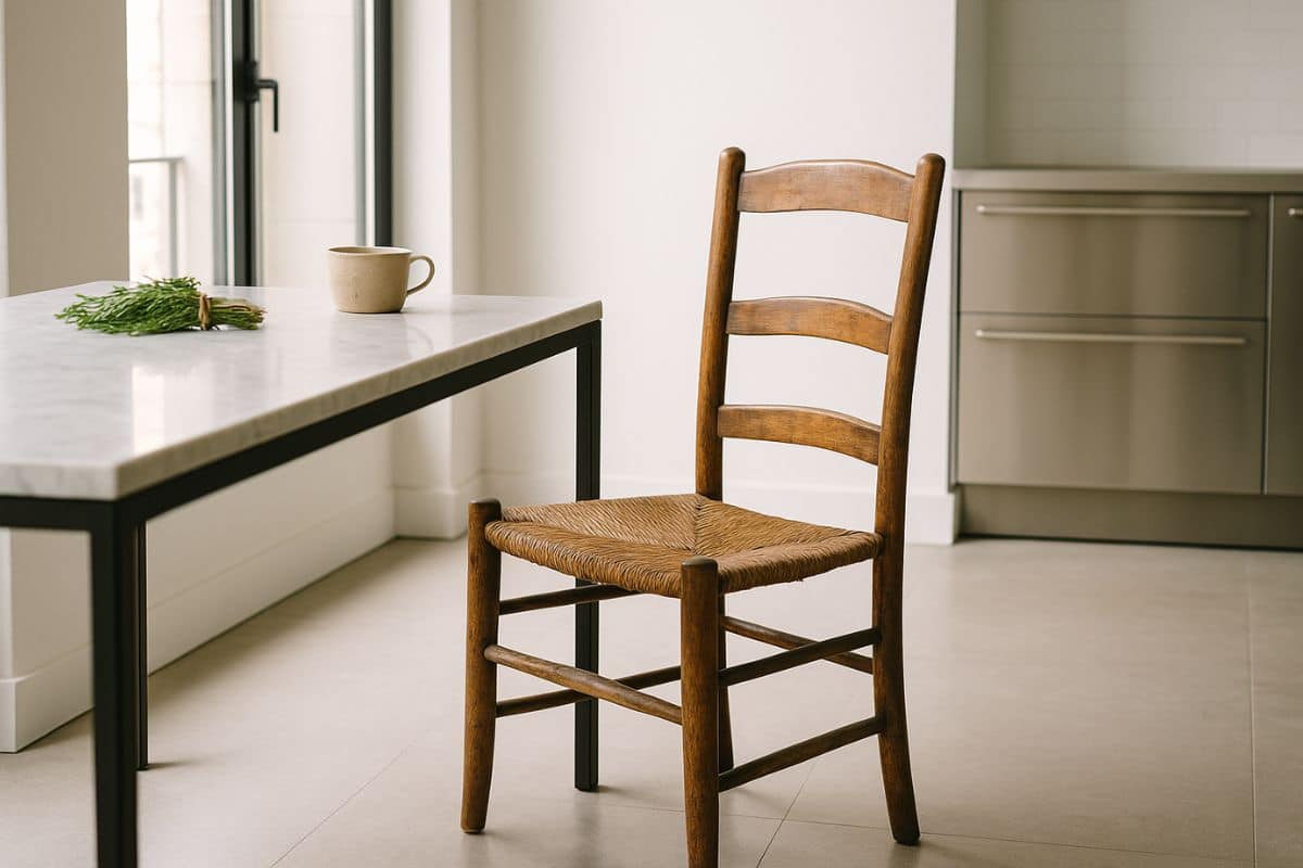 wooden chair in the kitchen