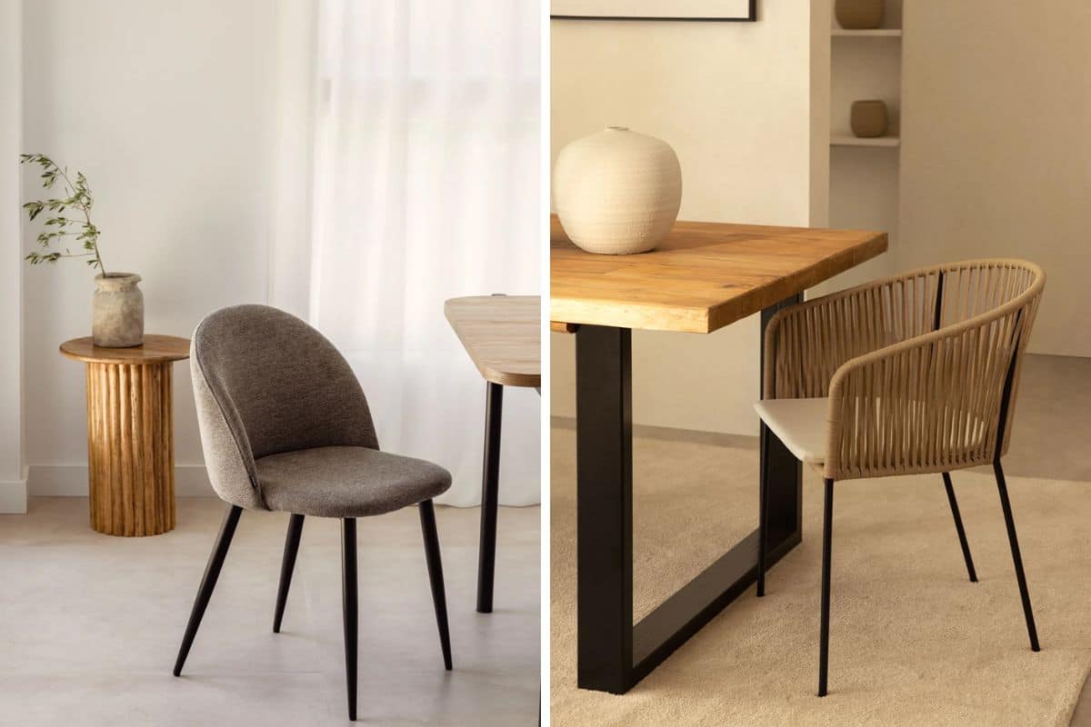 sedia imbottita e sedia intrecciata