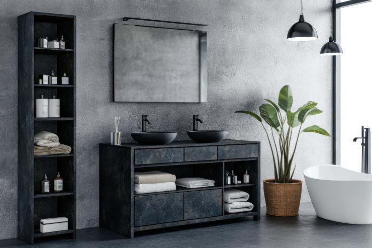 Un bagno con due lavabi