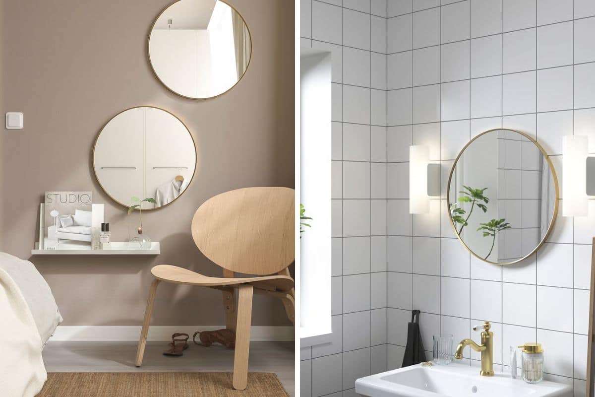 specchi rotondi in camera da letto e in bagno