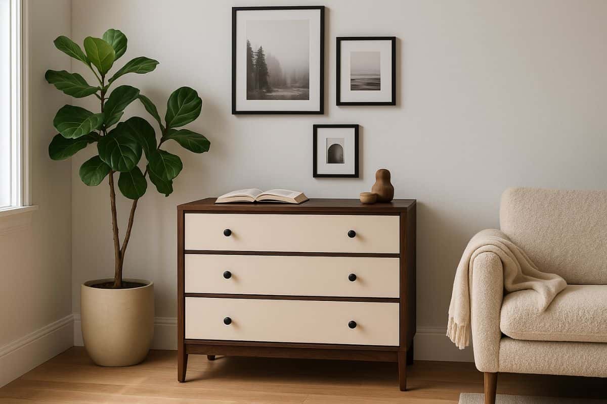 vecchia cassettiera bicolore