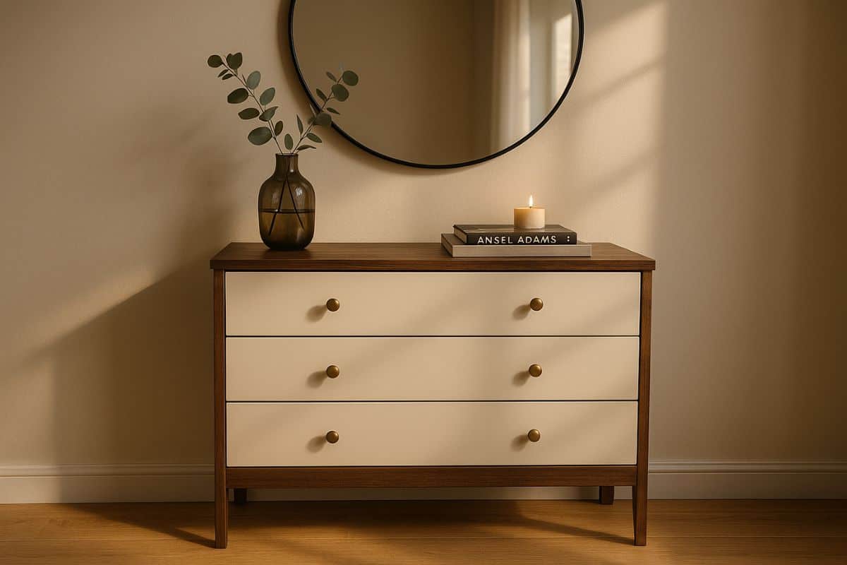 vecchia cassettiera bicolore