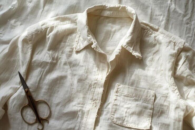 Vecchia camicia e forbici 