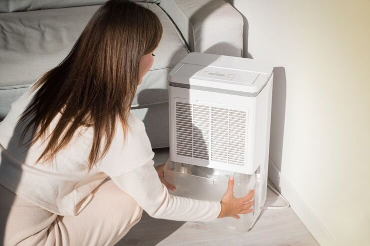 Donna svuota deumidificatore