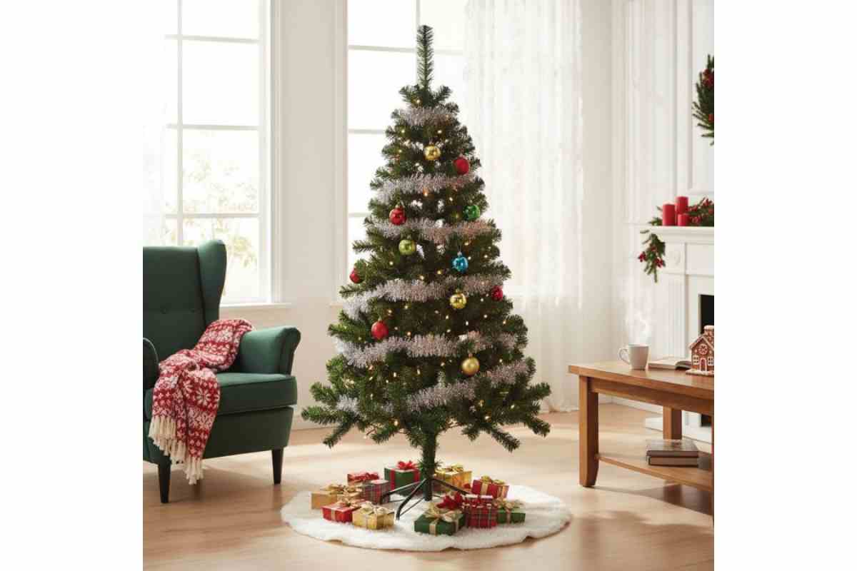 Albero di Natale Santa's House Satur al centro del soggiorno