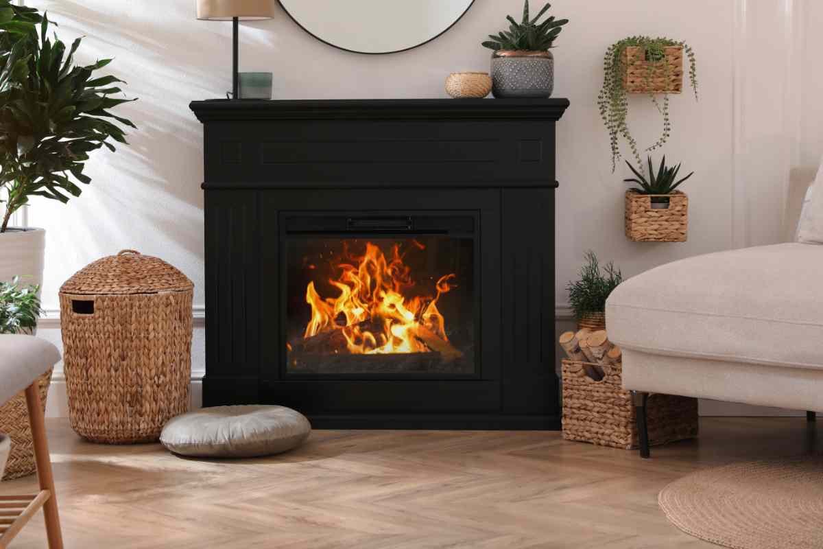 un soggiorno con uno dei camini elettrici da comprare su Amazon