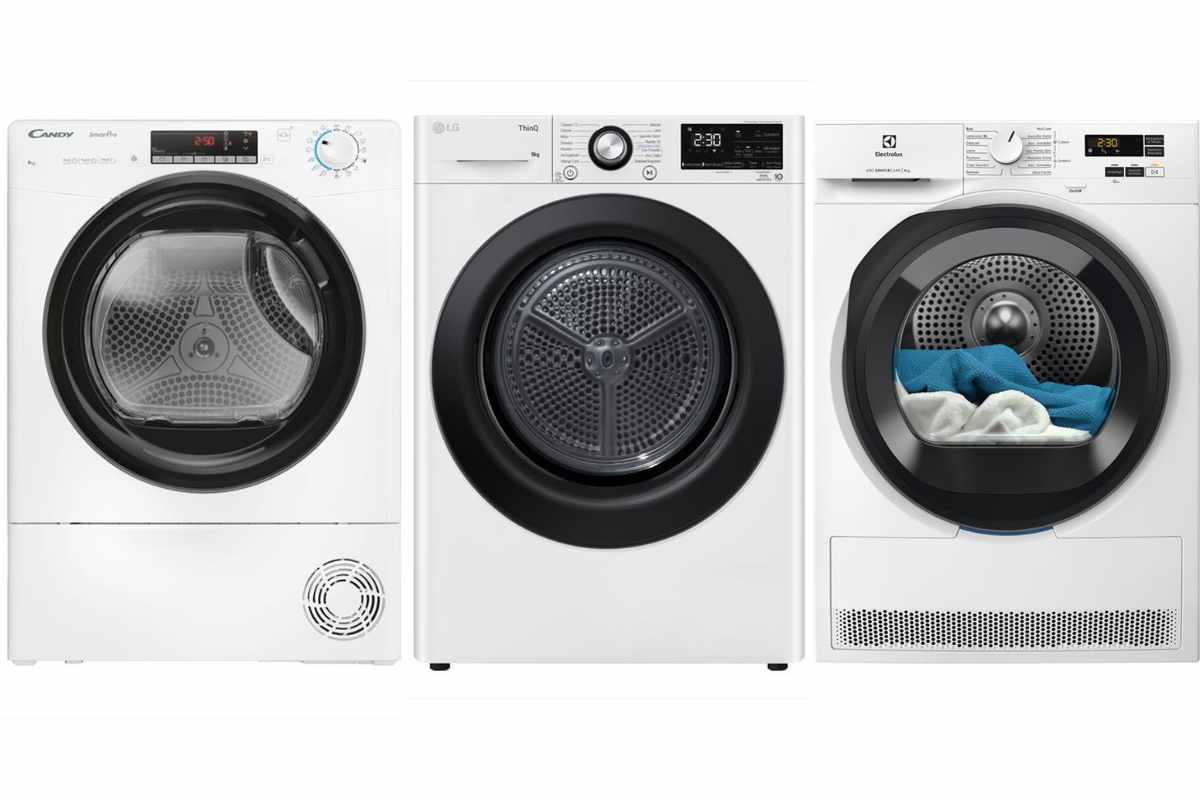 tre modelli di asciugatrici in offerta da euronics