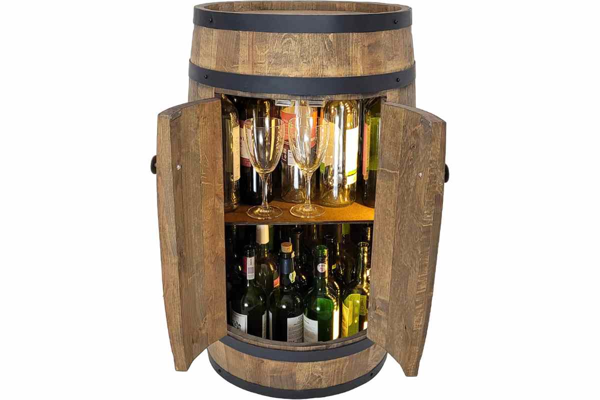 Mobile bar barile di legno