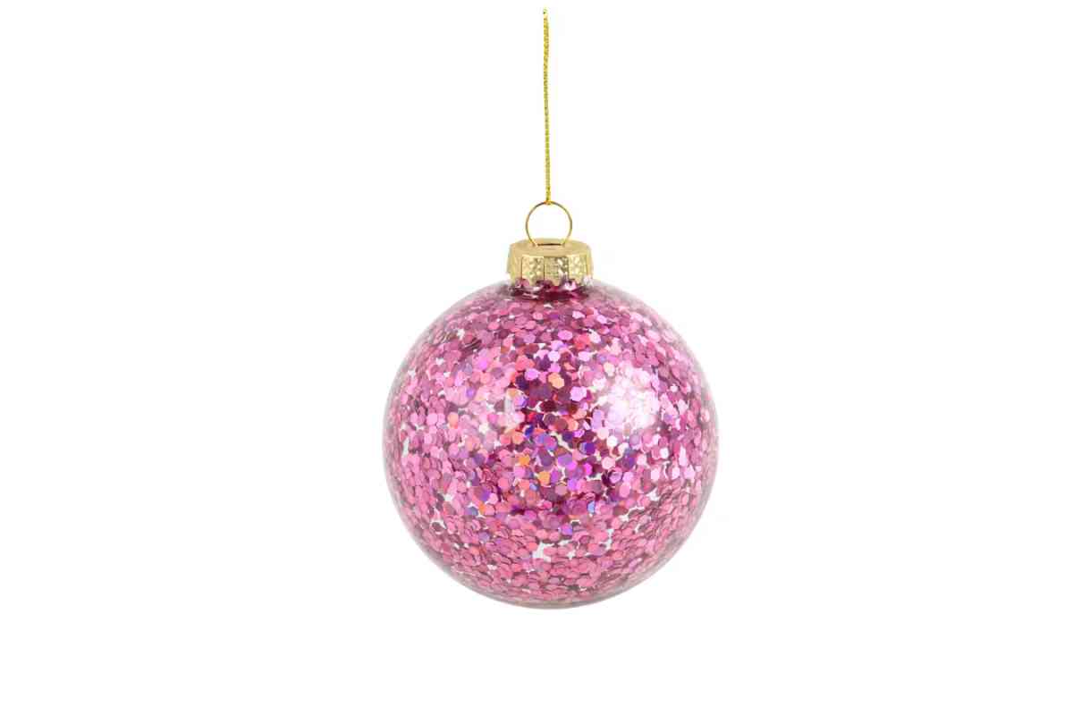 Pallina di vetro rosa con pailletes Maisons du Monde