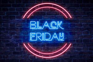 scritta al neon black friday