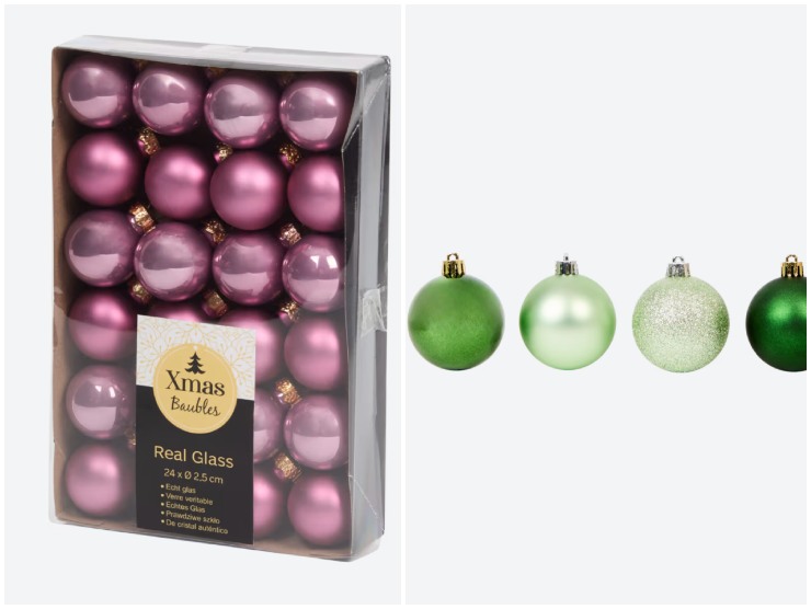 screen palline di natale viola e verdi di action