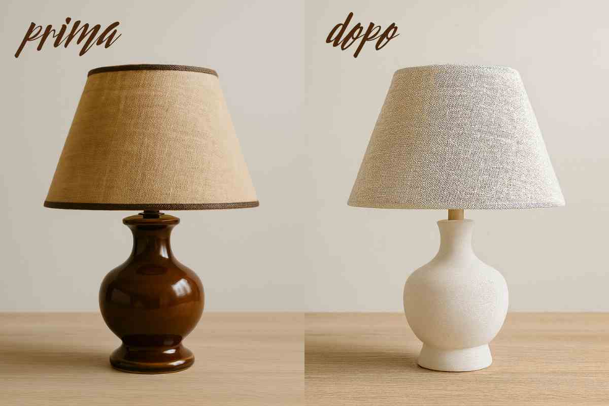 lampada restaurata prima e dopo