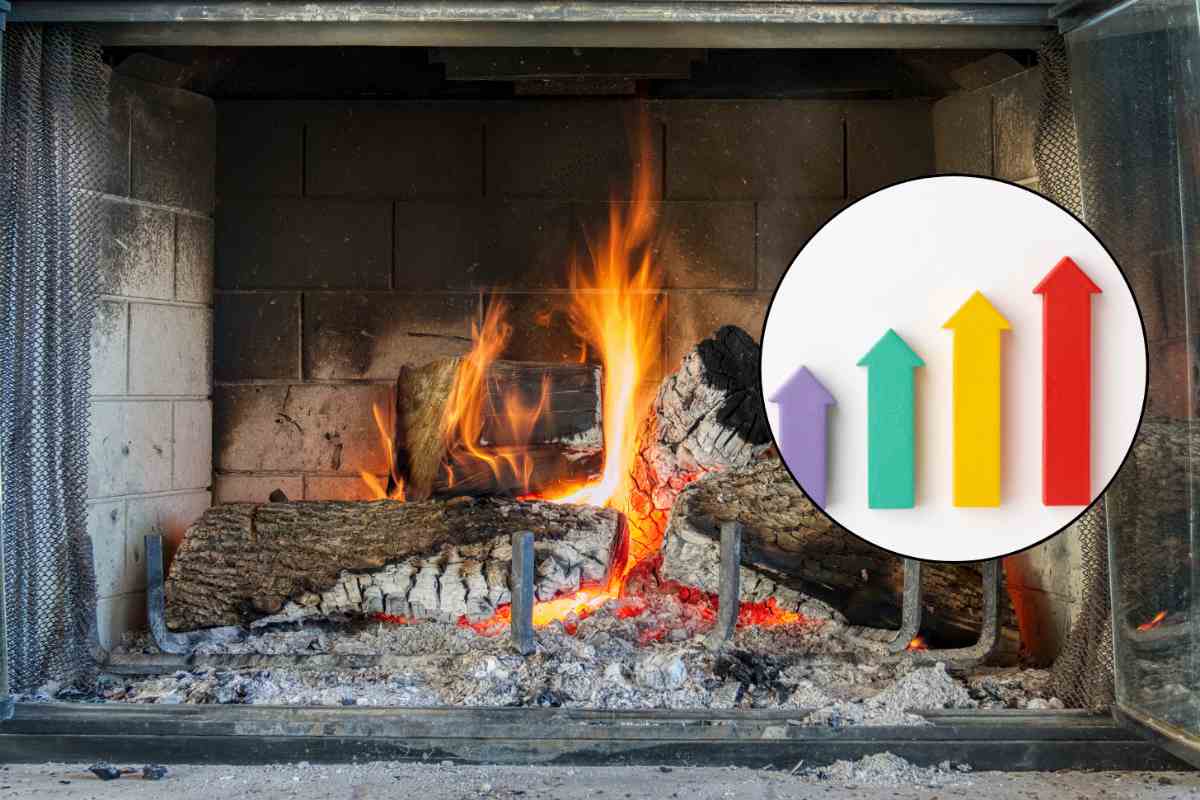 legna che brucia nel camino