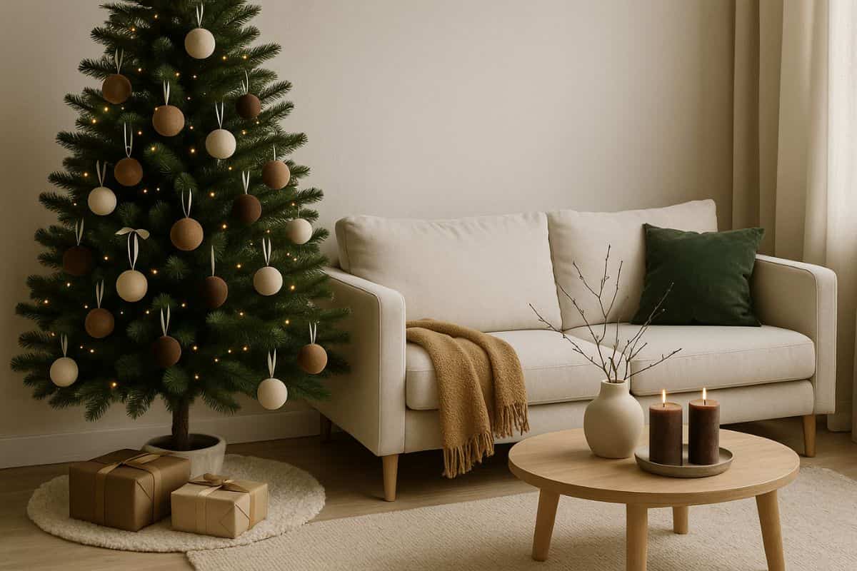 Albero di Natale in salotto chiaro