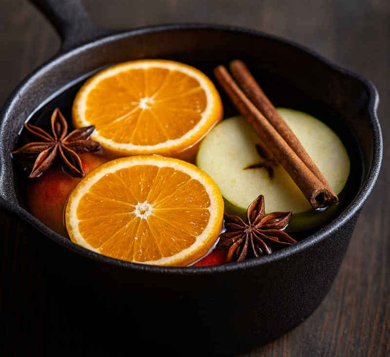 Ciotola nera con all'interno una tisana relax natalizia