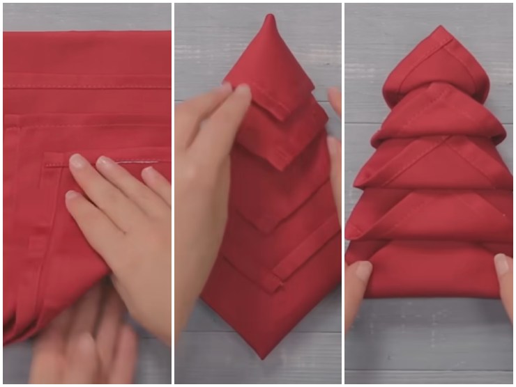 collage video youtube giallo zafferano tovaglioli a forma di albero