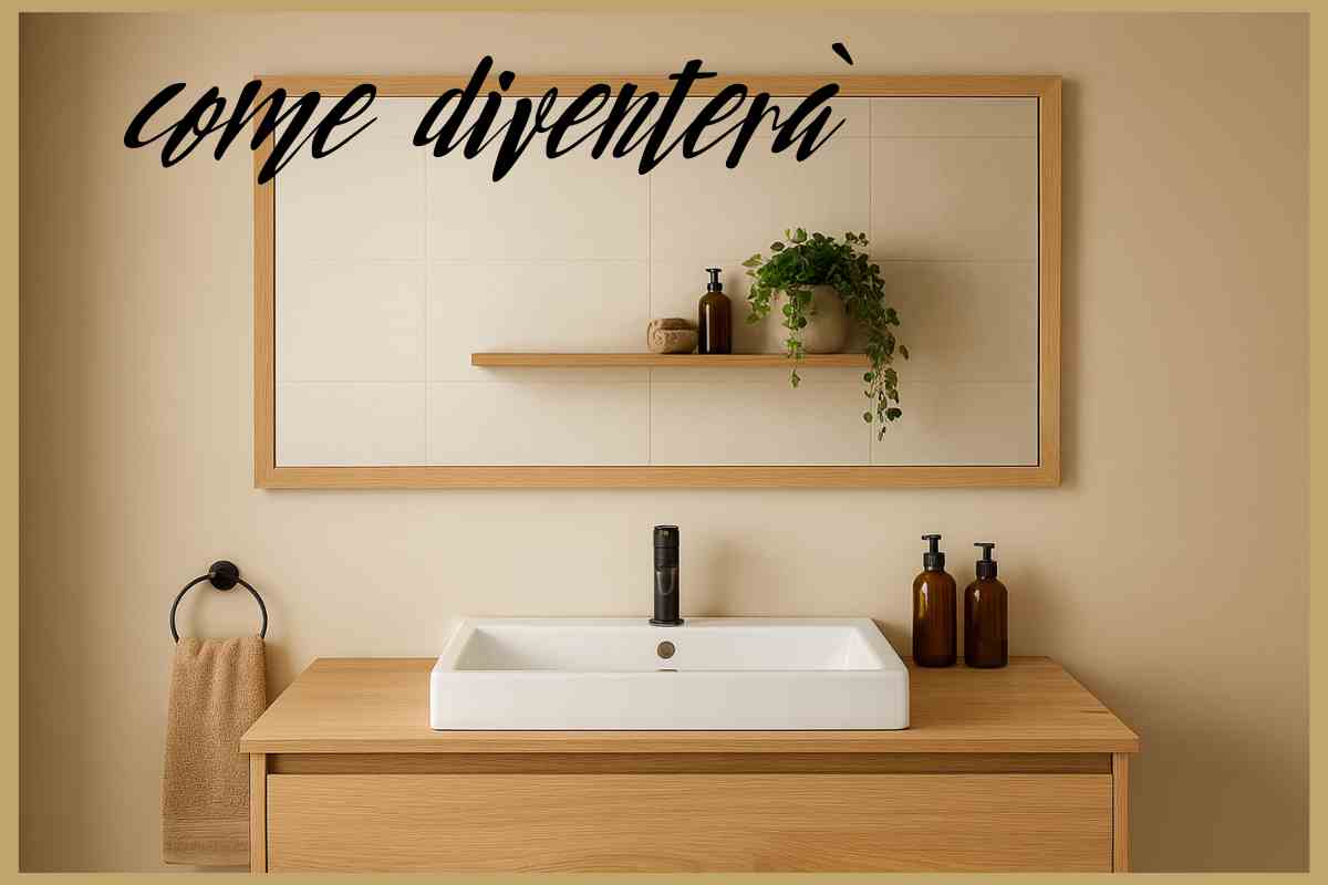 bagno con grande specchio