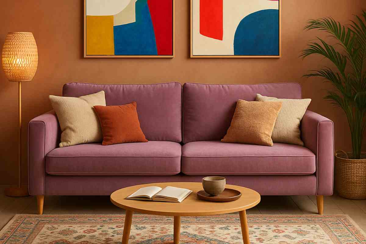 divano mauve in stile boho