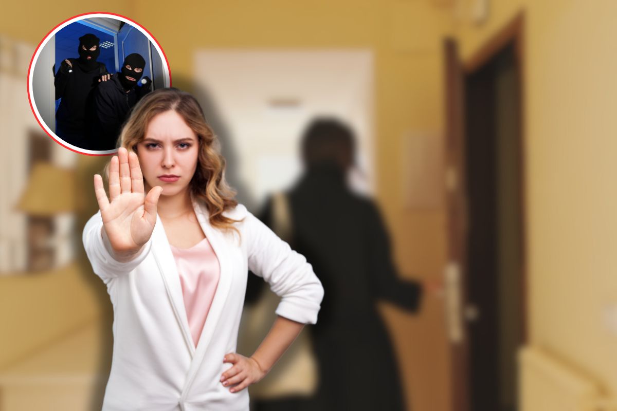 donna ritorna a casa, ladri che entrano in icona e donna che fa stop