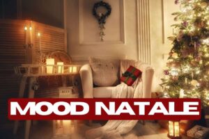 salotto con decorazioni natale